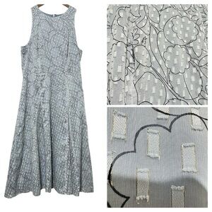 Banana Republic Gray Floral Maxi Dress Sleeveless Size 10 Elegant
